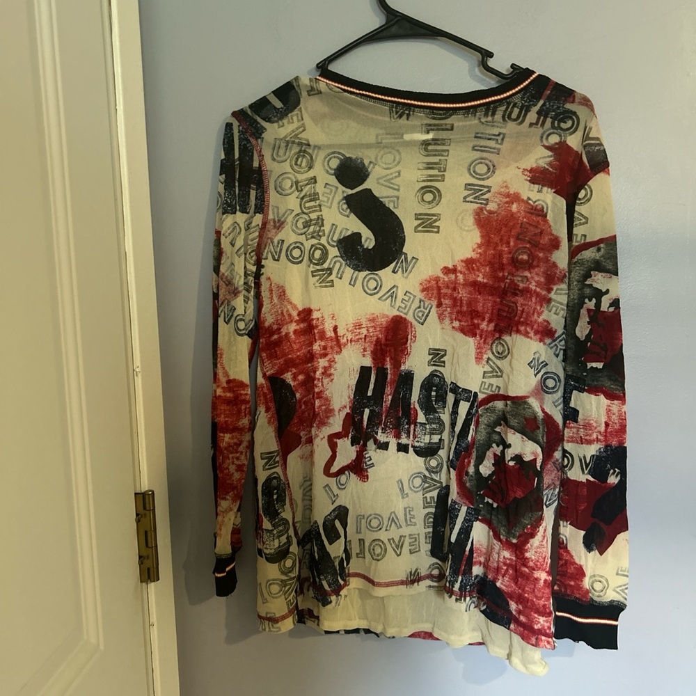 Women's Graphic Print Blouse - Red and Black